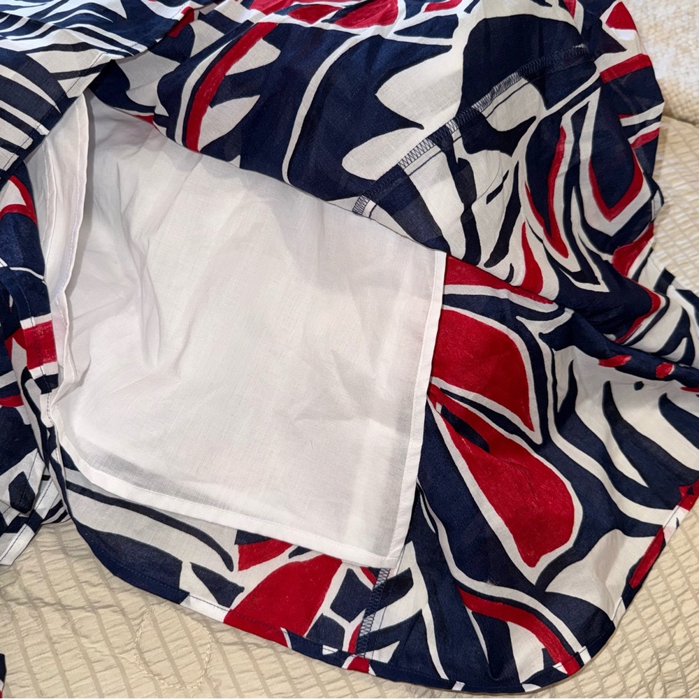 NWOT Talbots Red White Blue Floral Cotton Lined Sun Dress medium - Picture 5 of 9